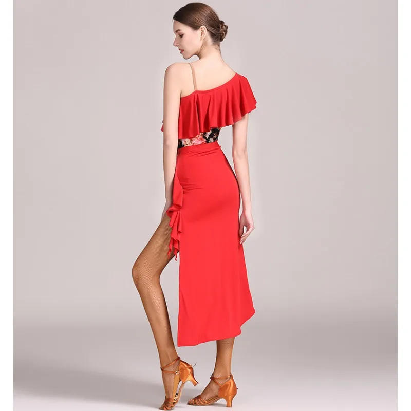 Robe de danse latine à bretelles personnalisées, ensemble de jupe double composite 1848 + 1849