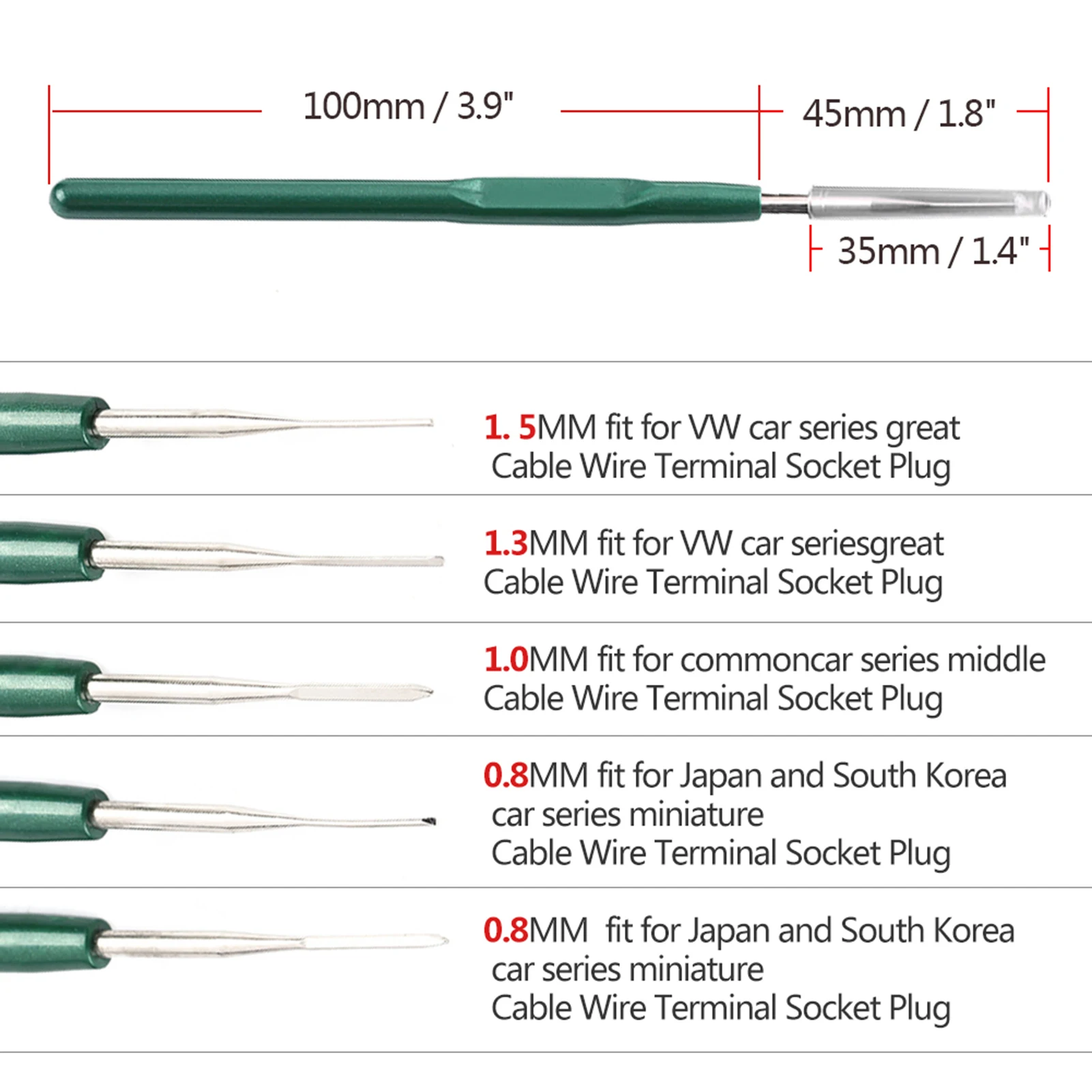 

5pcs (1 Set) Wiring Dismount Tool Automotive Wiring Harness Terminal Socket Plug Pin Removal Dismount Tool Kit