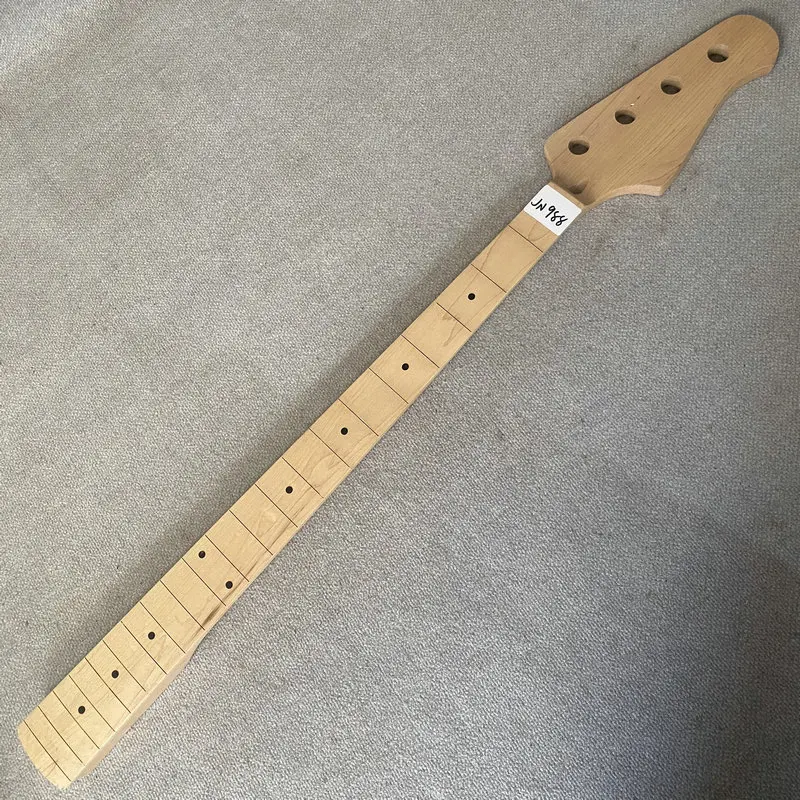 

jN988 Unfinished Maple Wood 4 String Electric Guitar Bass Neck Right Hand 21 Frets No Frets DIY Part