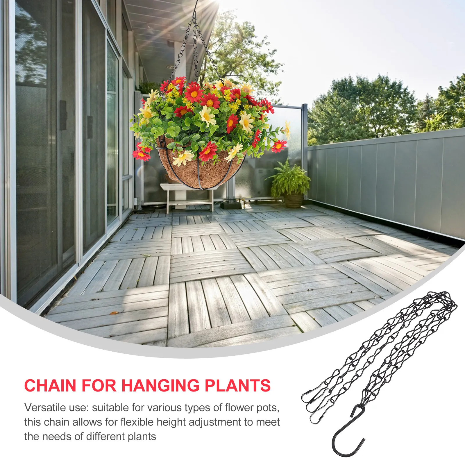 4Pcs Metal Hanging Chain for Hanging Plants Flowerpots Lanterns Bird Feeders Garden Hangers Replacement Chain with Hooks Heavy