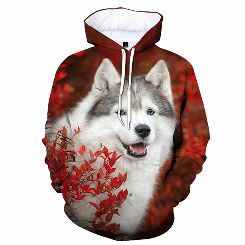 Siberian Husky Hoodies Cute Dog Casual 3D Printed Men Women Streetwear Hoodies Autumn Long Sleeve Sweatshirts Children Coat