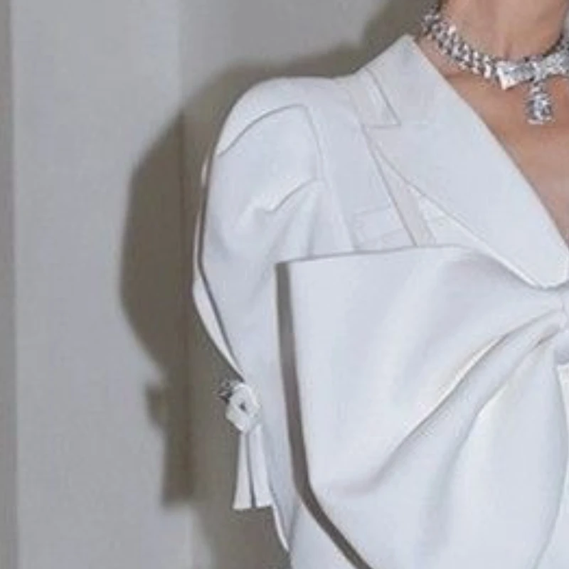 Women's Spring Autumn Blazers Outerwear Tops Suits Dresses A-line Skirts Bowknot Cover-up Buttons Aromatic Wind Design SimpleNew