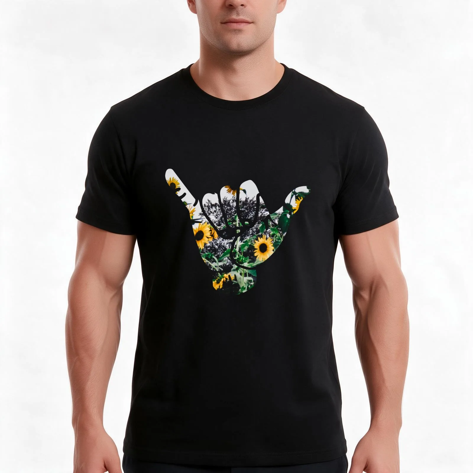 Shaka Sticker - Sunflowers T-Shirt Summer Casual Cotton Tee Oversized Streetwear Tops Vintage Graphic Print Unisex Men Women