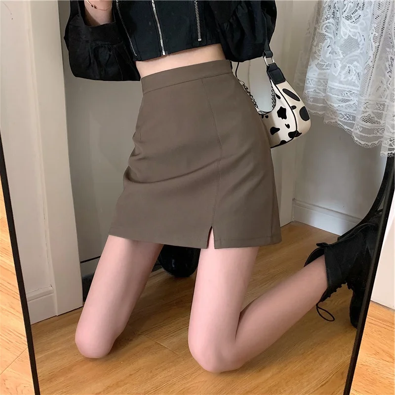 

Женская юбка А-силуэта Slim Fit с высокой талией, черная, утягивающая, для осени и зимы, больших размеров, модная, короткая