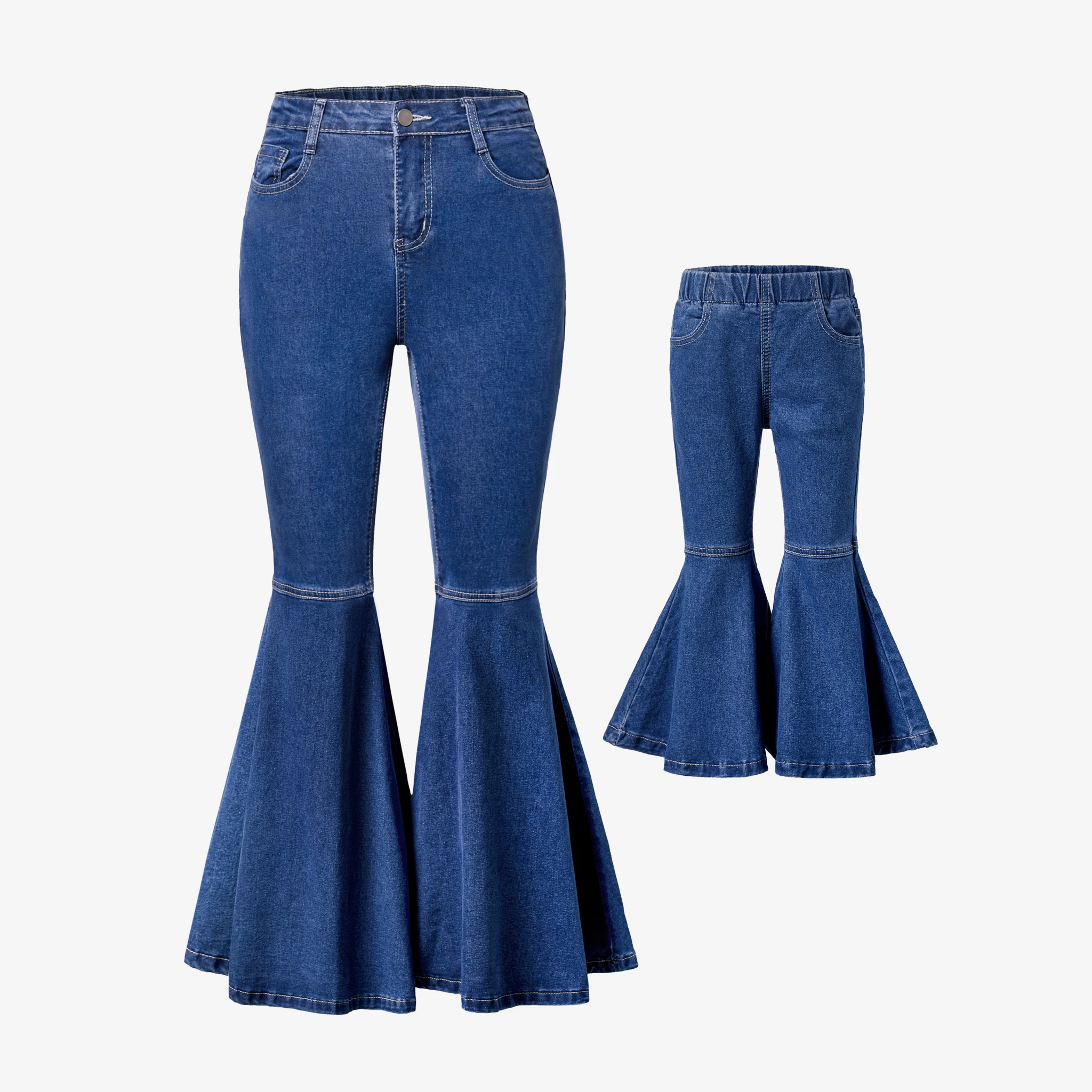 

PatPat Mommy and Me Blue Cotton Flared Jeans/Denim Pants