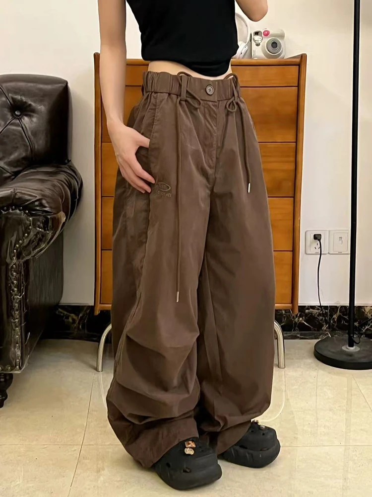 Pantalon Cargo Vintage américain pour femmes, Y2K, taille haute, Streetwear, ample, jambes larges, couleur unie, Baggy, droit, nouvelle collection automne