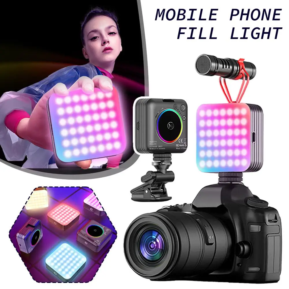 Mobile Phone Fill Light, RGB Live Broadcast Pocket Tofu Selfie, Light, Light, Light, Clip, Light Photography Light, Beauty H6Y2