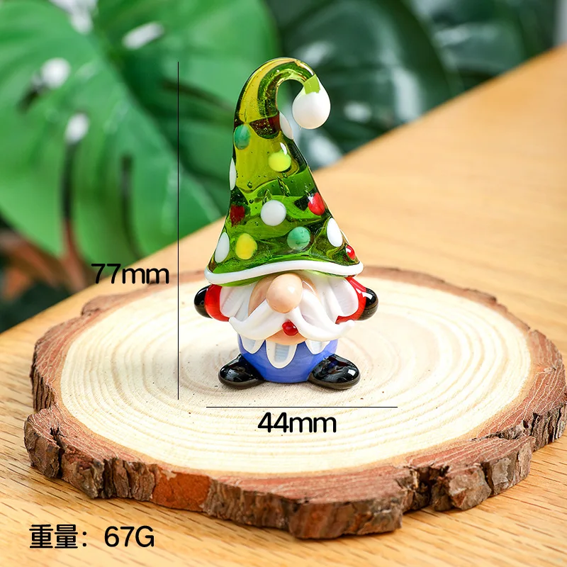 3pcs Mini Glass Christmas Tree Ornament Handmade Crystal Figurine Tabletop Home Party Holiday Decor Noel New Year Gift