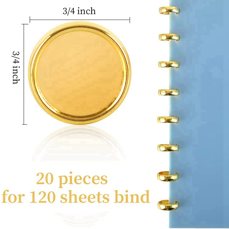 20 Pieces Gold Discs Binder Rings Metal Book Binding Discs For Notebook And Planner Scrapbooking