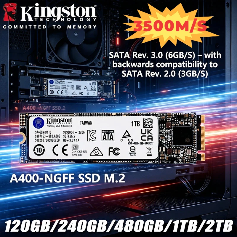 Kingston A400-NGFF SSD M.2 2280 Internal Solid State Drives 2TB 1TB 480G 240G 120G M.2 SSDs SATA Hard Disk for Laptop Desktop PC