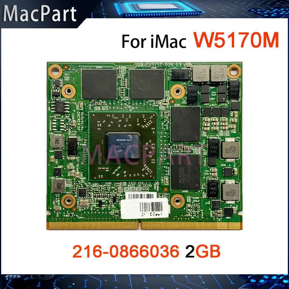 

FirePro W5170M 2GB R9 M375 216-0866036 Video Graphics Card 109-C93157-00A 0K422C For Dell Precision 7510 7710 iMac A1311 A1312