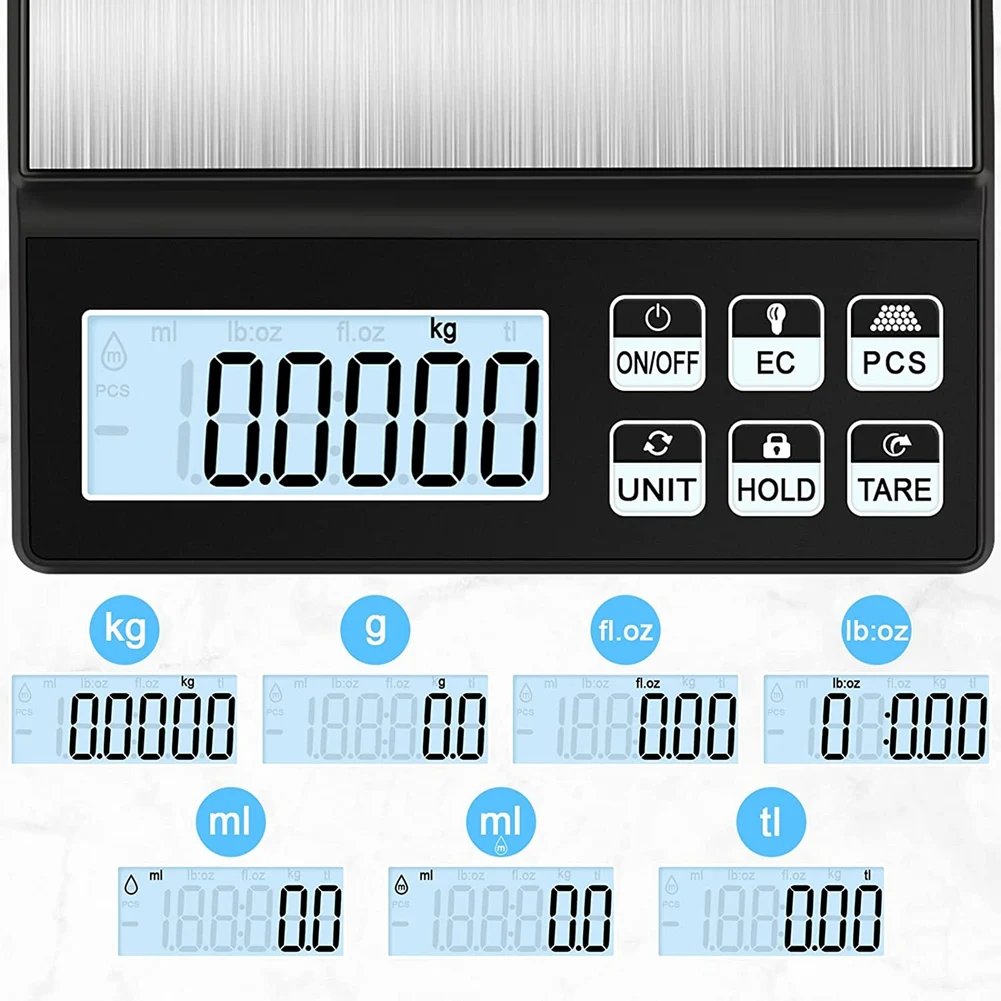 Digital Kitchen Scale,5Kg/0.01G Rechargeable Food Scale,High Precision Kitchen Weighing Scales with LCD Display