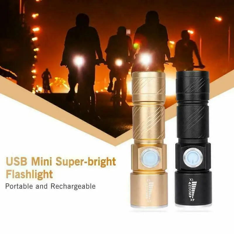 NEW Ultra Bright Mini Cree LED Hand Torch Lamp USB Rechargeable Flashlight Small