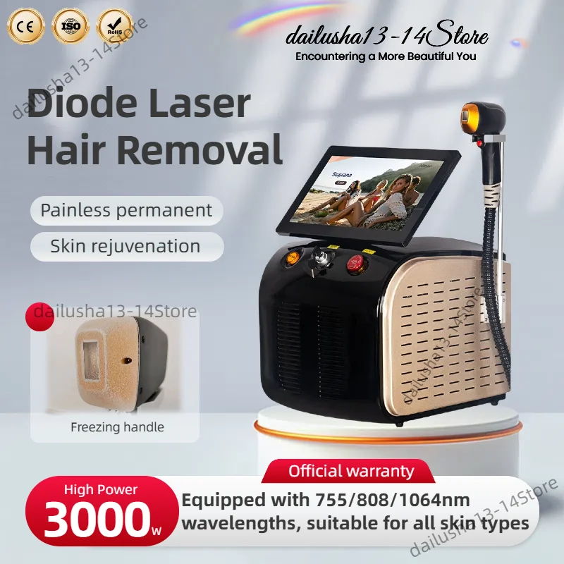 

Professional Best 3000W808nm Diode Hair Removal Machine 755nm 808nm 1064nm Painless Epilator Hair Face Body Hair Remove