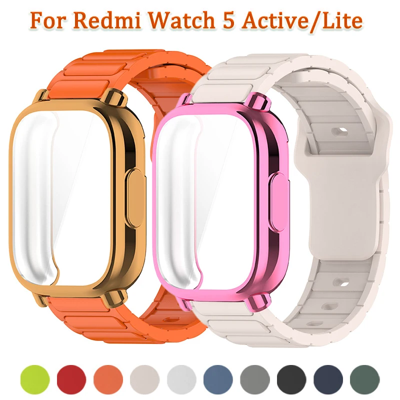 Bildschirm-TPU-Abdeckung + Silikonband für Redmi Watch 5 Active/Lite Sport-Armband für Redmi Watch 5 Active, kratzfestes Gehäuse