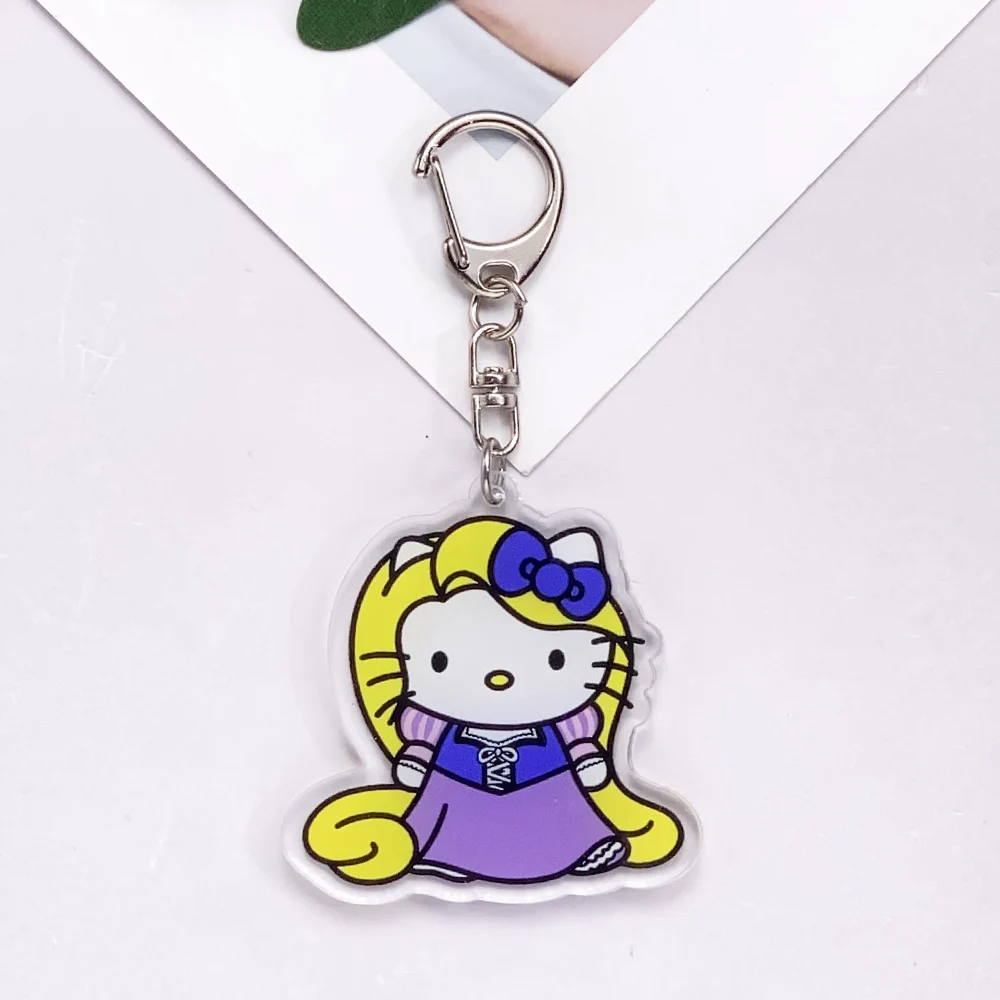 سانريو X مرحبا كيتي الأميرة الاكريليك سيارة المفاتيح اكسسوارات حقيبة سحر جميل على ظهره قلادة الإبداعية كيرينغ هدايا لمحبي #3