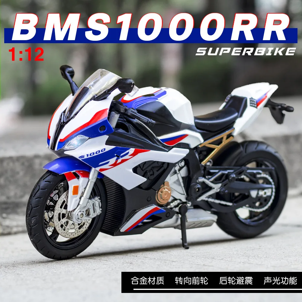 1:12 BMW S1000RR Alloy Diecast Motorcycle Model Toy Collection Hobbies Shork-Absorber Off Road Autocycle Toys Car Kid Gifts M27