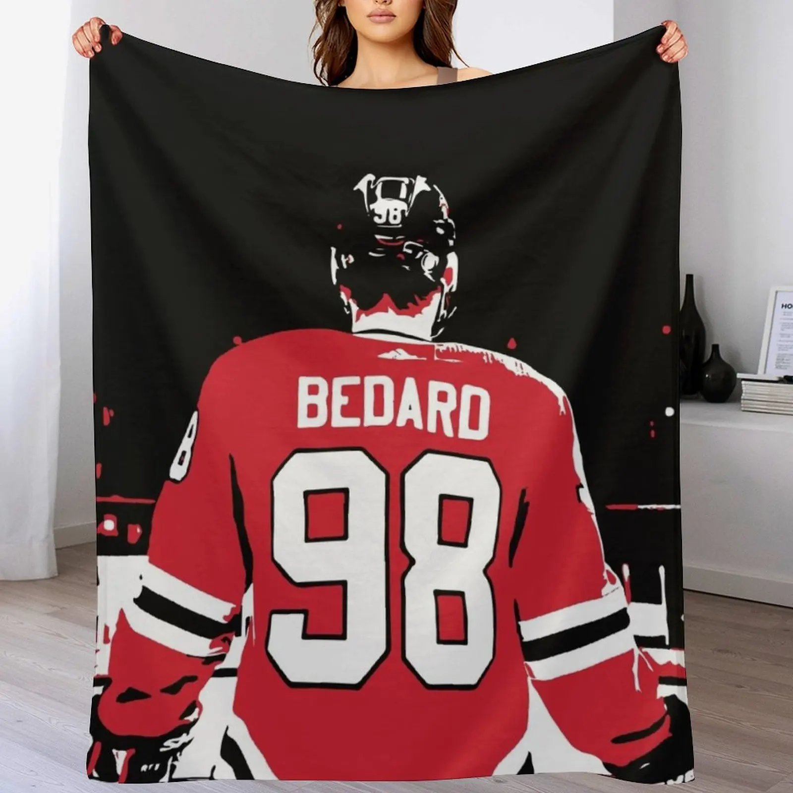 Connor Bedard Starting Lineup Graphic Art Throw Blanket