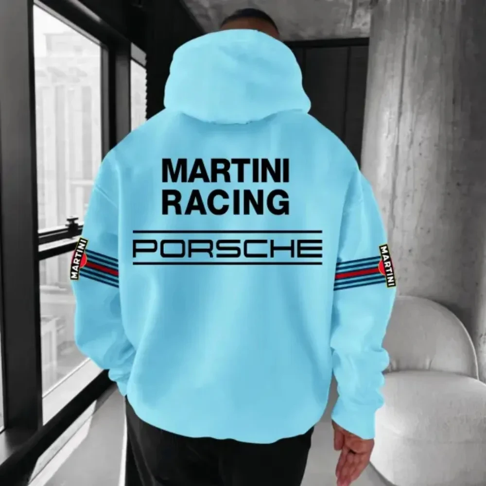 อเมริกัน Hip-Hop สไตล์ Hooded Sweatshirt 3D พิมพ์ PORSCHE MARTINI RACING ผู้ใหญ่สบายหลวมเสื้อกันหนาวผู้ชายผู้หญิง TOP