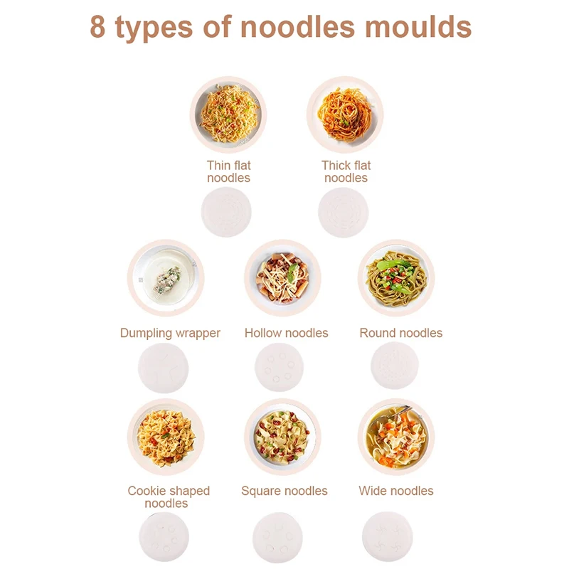 Multifunctional Electric Noodle Making Pressing Machine Dumpling Pasta Maker Roller Spaghetti Noodles Cutter Dough Blender Mixer