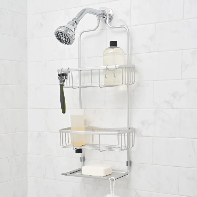 Aluminum Shower Caddy with 3 Shelves, Better Homes & Gardens Rust Proof over the Showerhead