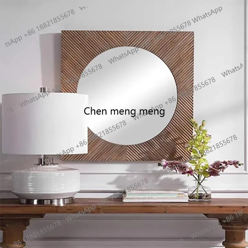 French style Retro Creativity Square shape Design Bathroom mirror Wall-mounted Decorative Mirror High Definition Dressing Mirror