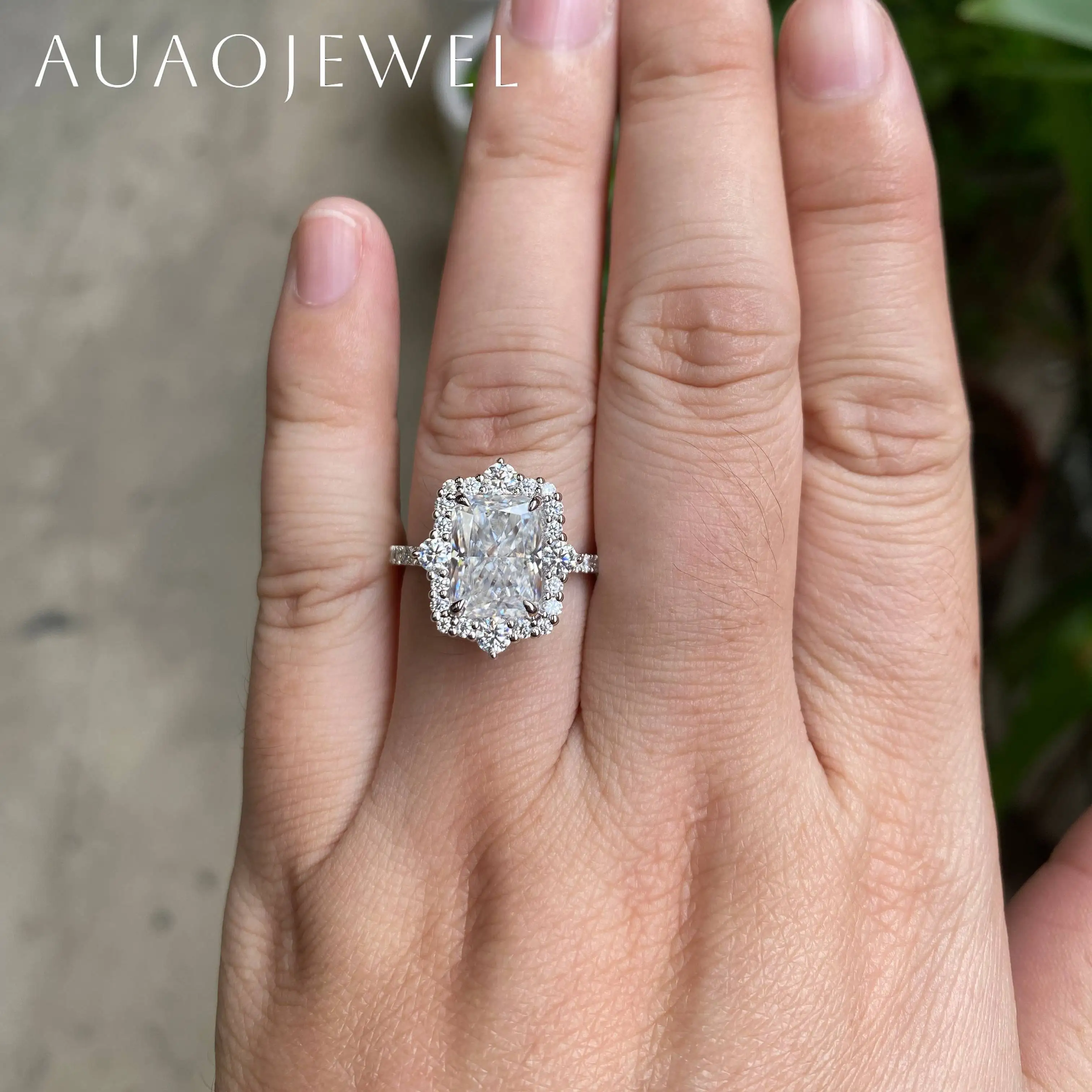 

Обручальное кольцо AUAOJEWEL 4 дюйма, 18 К, однотонное Белое золото 7, 5 х10 мм, обручальное кольцо с блестящей огранкой для женщин, ювелирные изделия