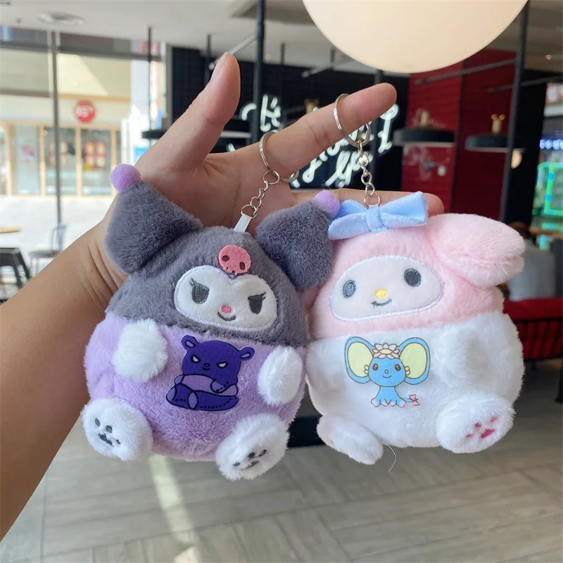 Monedero de felpa de la serie Popular Sanrio, lindo juguete de peluche Kuromi, billetera suave para niños, llavero, decoración, regalo de cumpleaños para niños