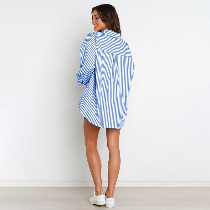 Striped Shorts Set Office Lady Shirts Long Sleeves Turn Down Collar Button Tops Summer Outfit Women Clothes Casual Two Piece Set