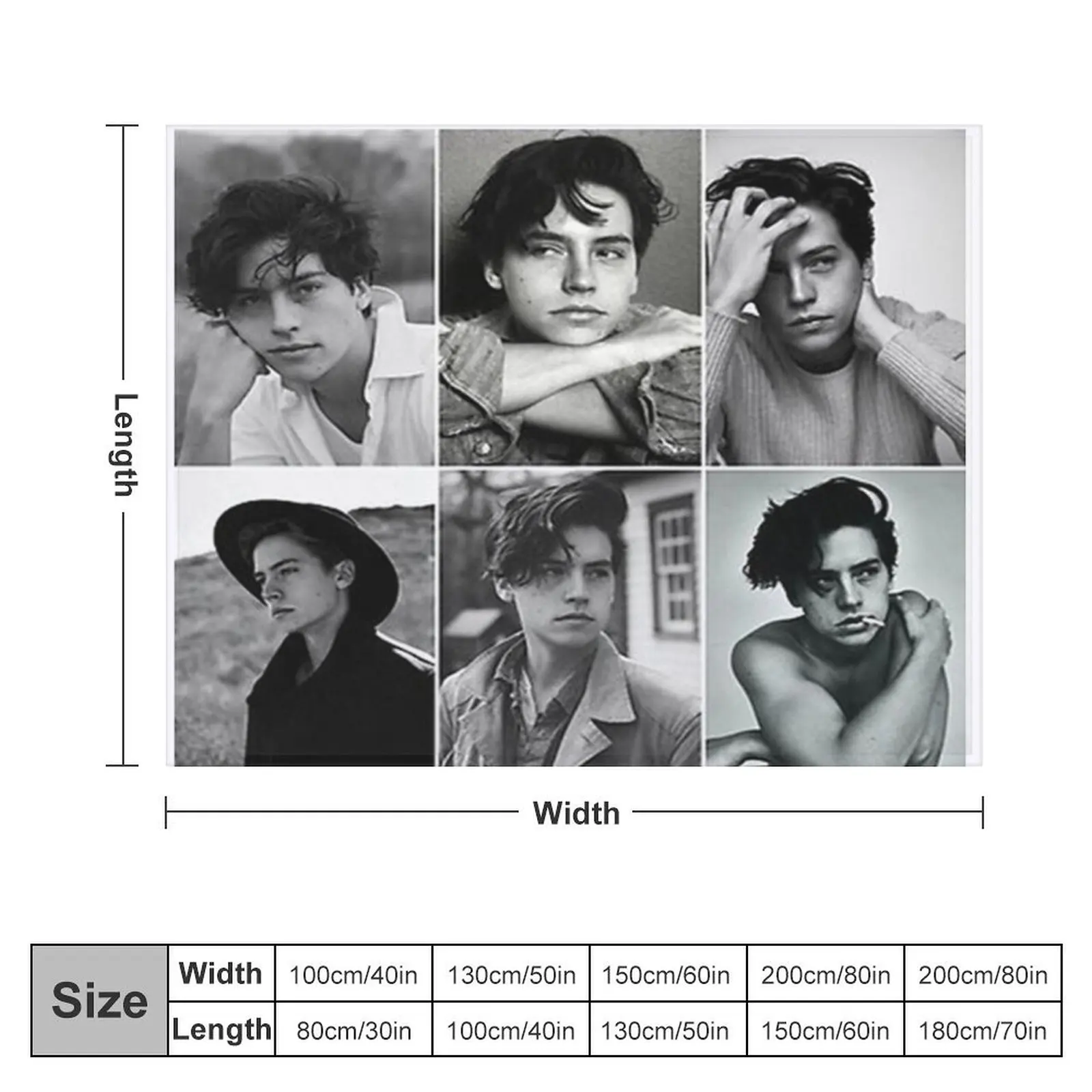 cole sprouse black and white poster Throw Blanket Weighted Retros Sofa Stuffeds Blankets