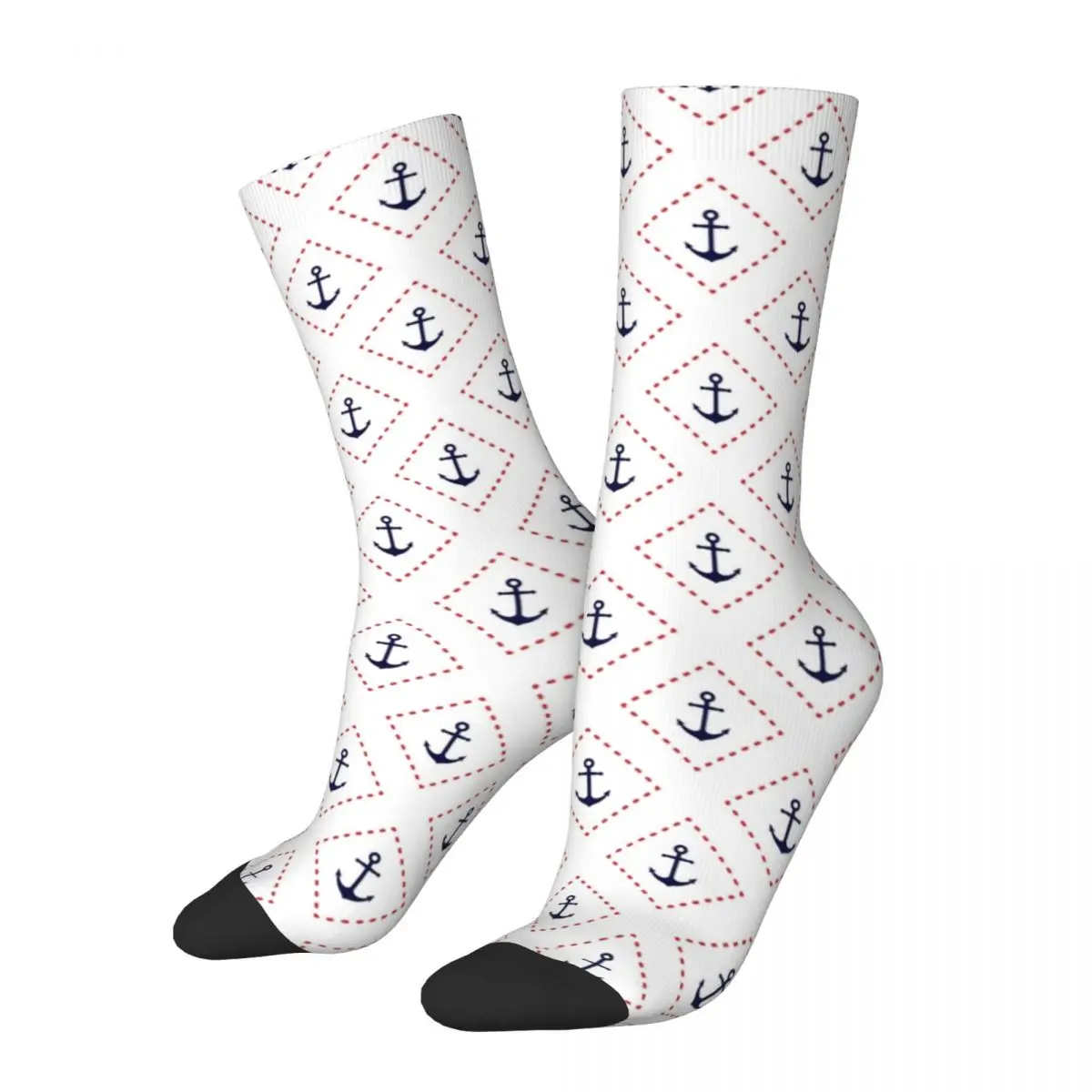 Autumn Winter Funny Men's Women's Anchors Nautical Pattern Socks Navy Non-slip Soccer Socks