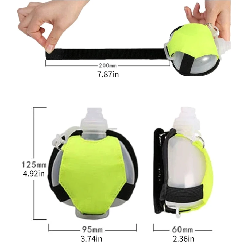 Mini Running Wrist Water Bottle Kettle Holder Wrist Storage Bag Hydration Pack Soft Flask For Marathon Riding Fitness Climbing