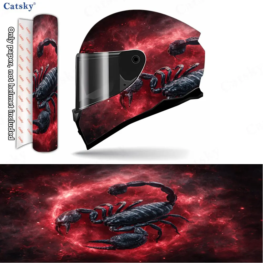 

Scarlet Lava Scorpion Helmet Vinyl Wraps, Waterproof Scratch-Resistant Full Face Helmet Decals, Durable PVC Decoration Protectio