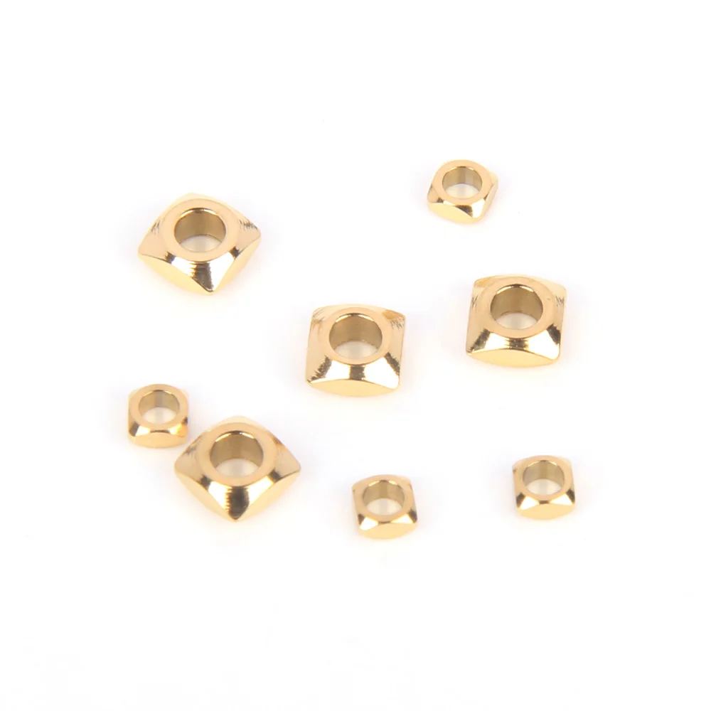 50 Stück Edelstahl-Quadratperlen, lose Perlen für DIY handgemachte Armbänder, halbfertige Schmuckzubehörteile, Großhandel – Detail 5