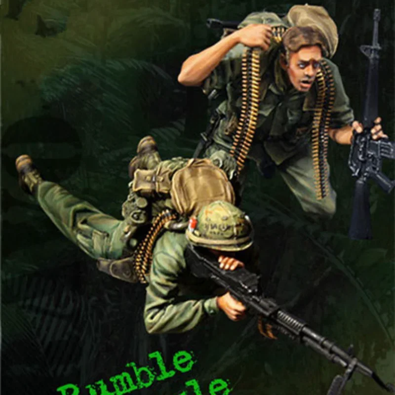 Harzsoldat im Maßstab 1:35, Modellbausatz, GK-Figurenmodellierung, US Army 2 People Battle, Miniatur, unmontiert, unbemalt, DIY-Spielzeug