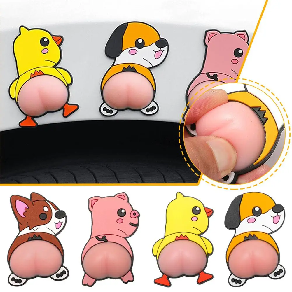 

1Pair 3D PVC Cute Butt Car Sticker Cartoon Anti-collision Rearview Decoration Wall Protection Phone Deca Home Bumper Mirror J2U6