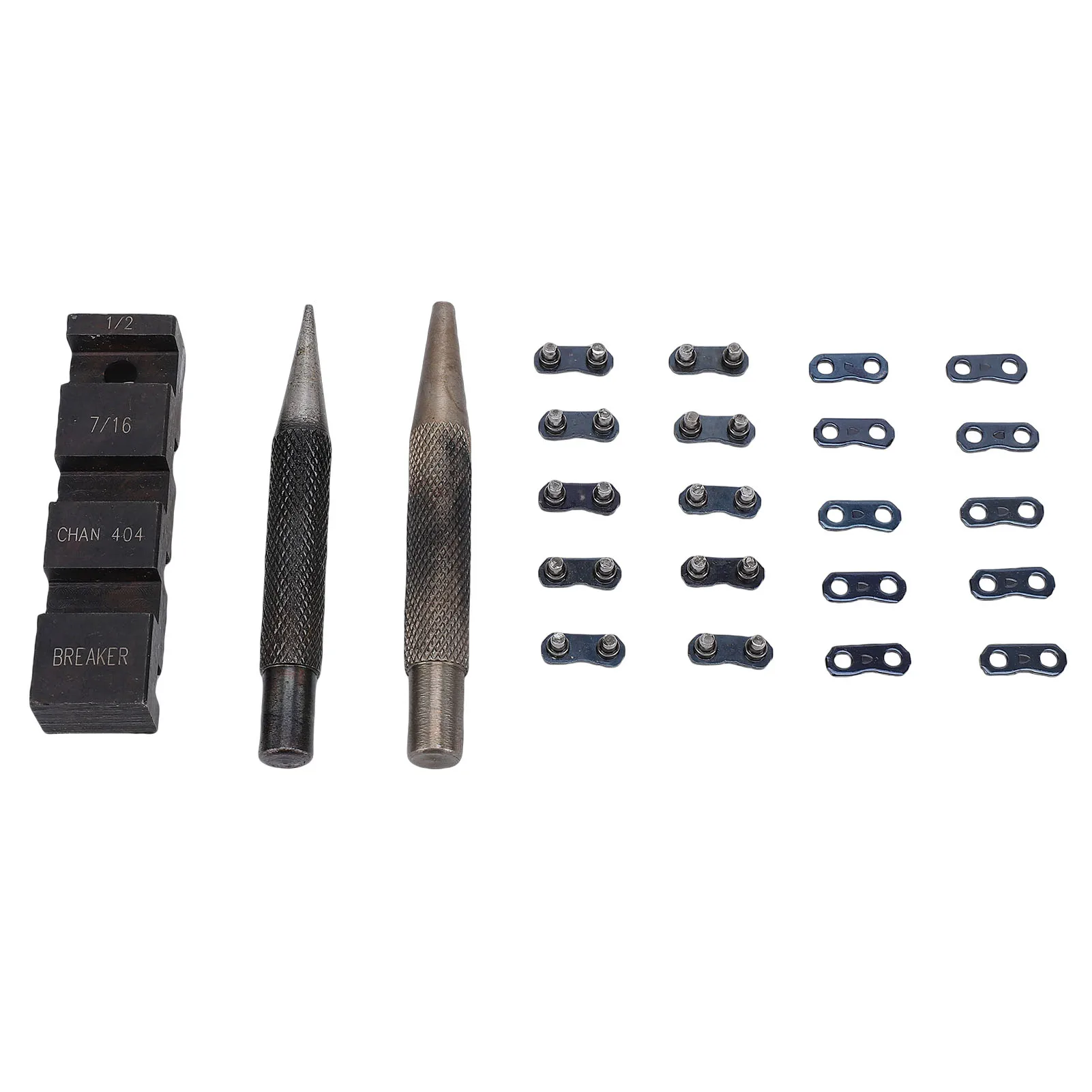 Portable Chainsaw Breaker Kit Chain Anvil and Punch Tool 10 Link Repair Preset Straps Compatible with 1/4 3/8 Inch 325 404 Pitch