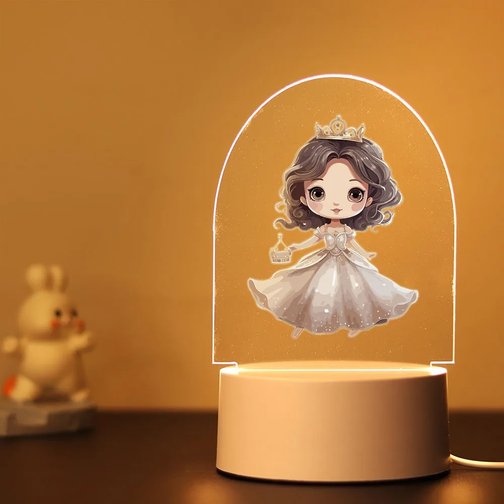 Princess Color Changing Night Lamp Children\'s Room Decor Custom Gril Bedroom Table Light with lovely grils