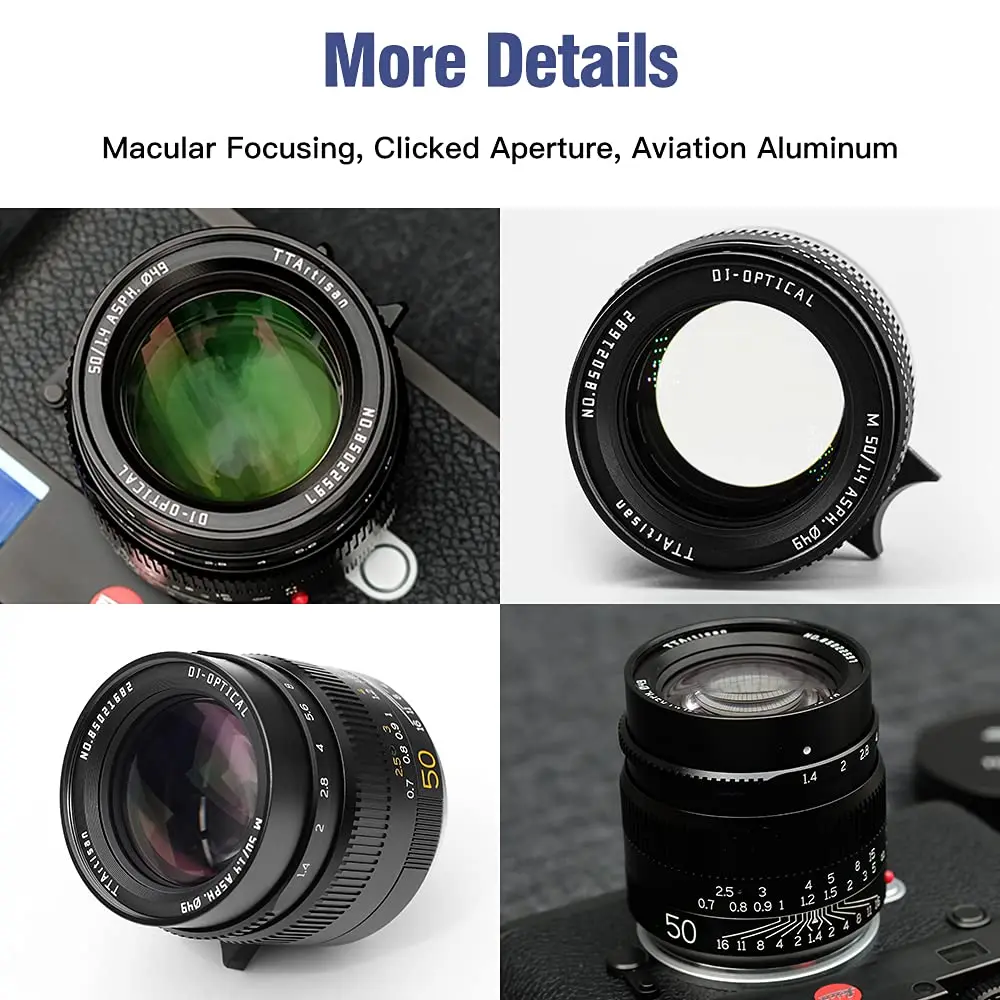 TTArtisan 50mm F1.4 ASPH Full Fame Manual Focus Large Aperture Mirrorless Camera Lens for Sony E Nikon Z Canon Leica M43 Mount