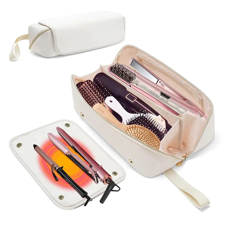 ABRE-Hair Tools حقيبة سفر أدوات الشعر حقيبة سفر مع حصيرة أداة الشعر المنظم حقيبة حمل أدوات الشعر حقيبة سفر الشعر