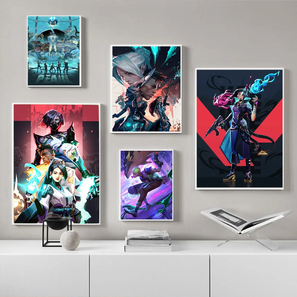 Anime Game V-Valorant Movie Sticky Posters Retro Kraft Paper Sticker DIY Room Bar Cafe Aesthetic Art Wall Painting