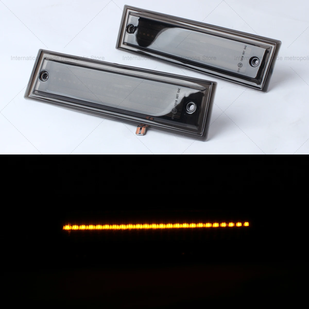 New Smoke Lens Amber Car LED Lights Front Side Marker Light Indicator For Chevrolet C10 C20 C30 GMC PICKUP 81-91 Strobe Light