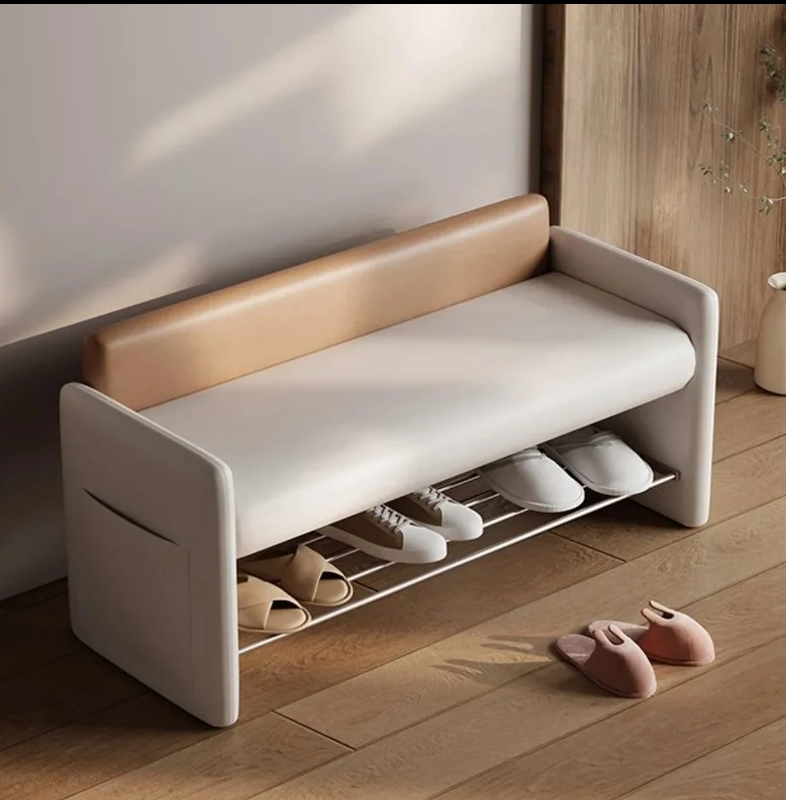 Shoe Changing Stool Home Sofa Long Bed Tail Wearing Shoe Cabinet Rack Soft Bag Can Sit Integrated Storage Multifunctional stool