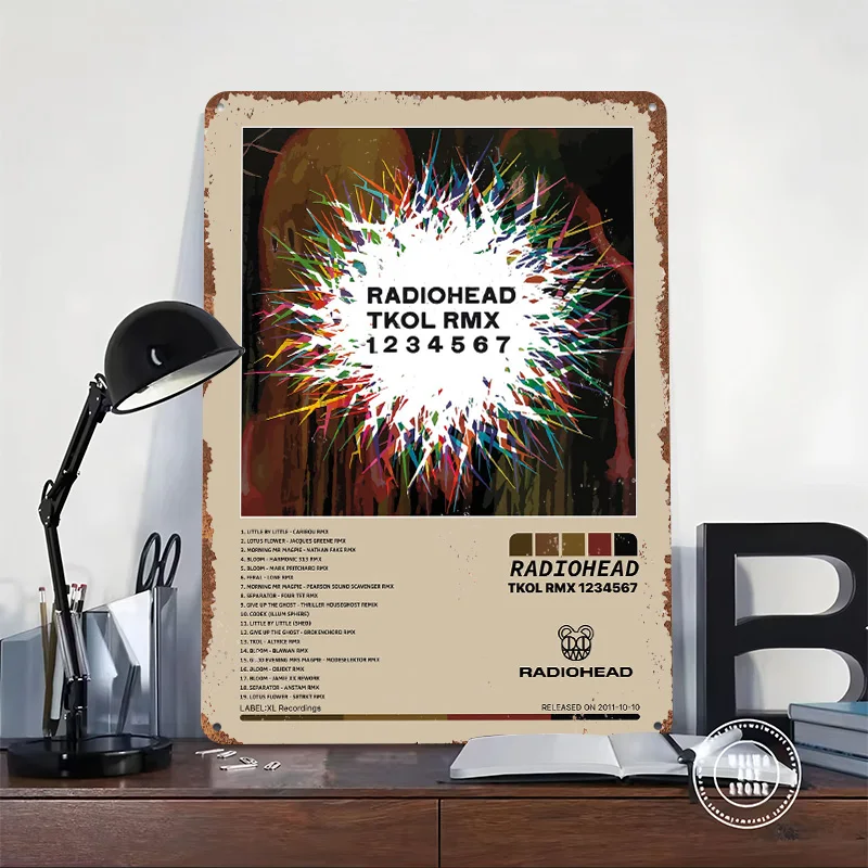 Radiohead TKOL RMX Album Cover Poster Customized Vintage Metal Signs Wall Art Retro Tin Plaque for Gaming Room Decoration Cozy