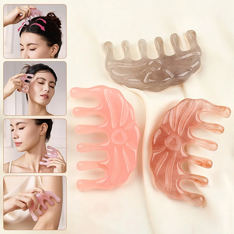 

1pcs Meridians Massage Comb Six Teeth Resin Material Handless Male And Female Scalp Meridians Comb Round Head Comb Teeth Daily