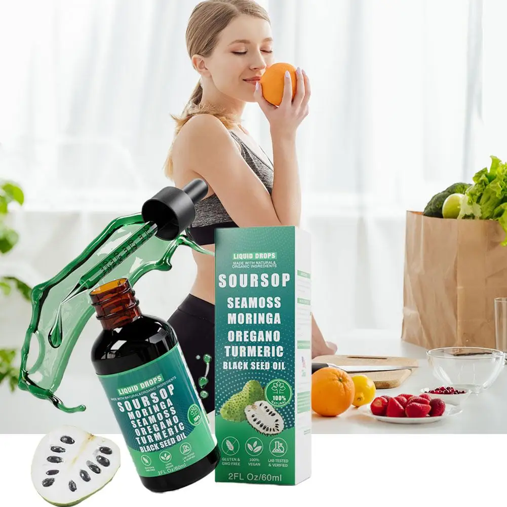 

Graviola Liquid Drops 60ml Powerful Antioxidant Supports Cell Regeneration Energy Production Immune Function Strengthen