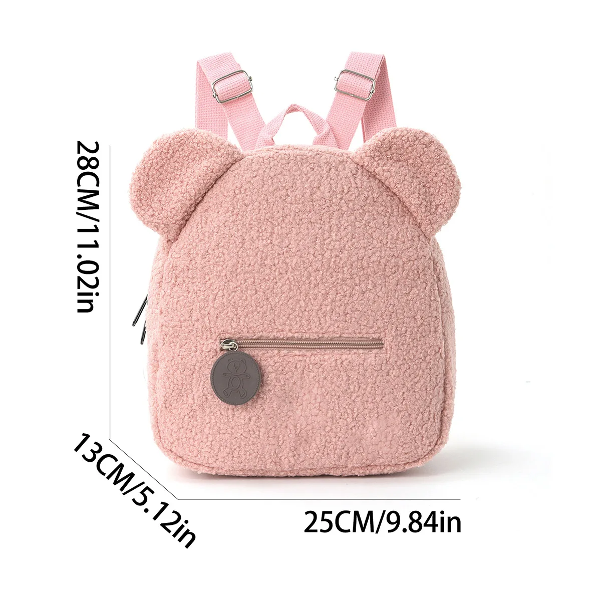 Cute Bear Ear Fleece Backpack for Girls, 1Pcs Warm Lambswool Small Daypack, Kids Casual School Bag Rucksack for Travel Shopping