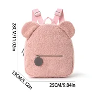 Cute Bear Ear Fleece Backpack for Girls, 1Pcs Warm Lambswool Small Daypack, Kids Casual School Bag Rucksack for Travel Shopping 6