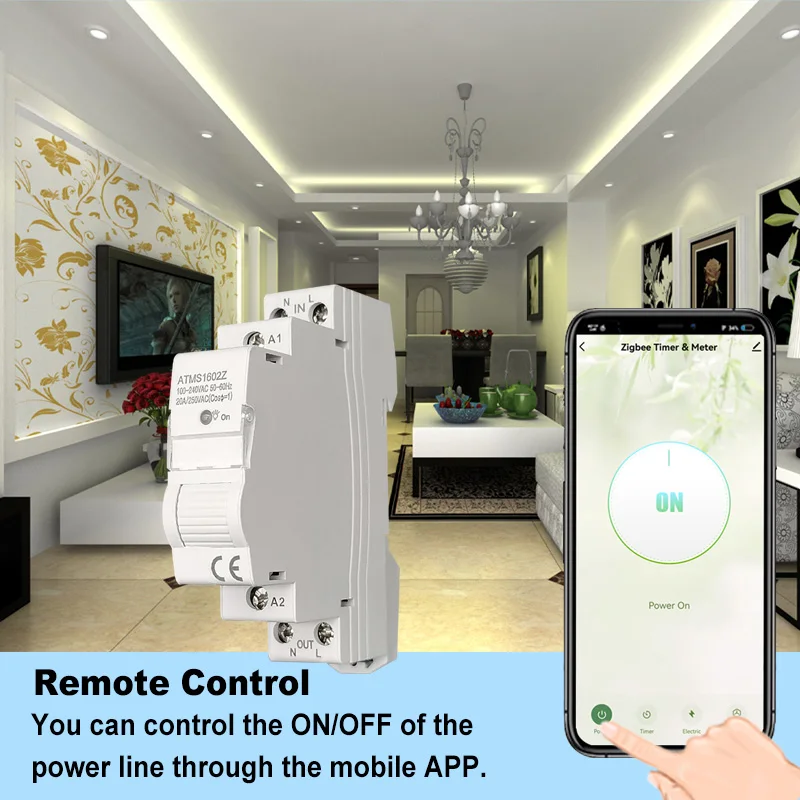 Переключатель ZigBee 16A 1P кВтч Монитор мощности Электричество Статистика Приложение Tuya Smart Life Дистанционное управление Таймер включения/выключения Защита от перегрузки Поддерживает Alexa Google Home Zigbee2MQTT