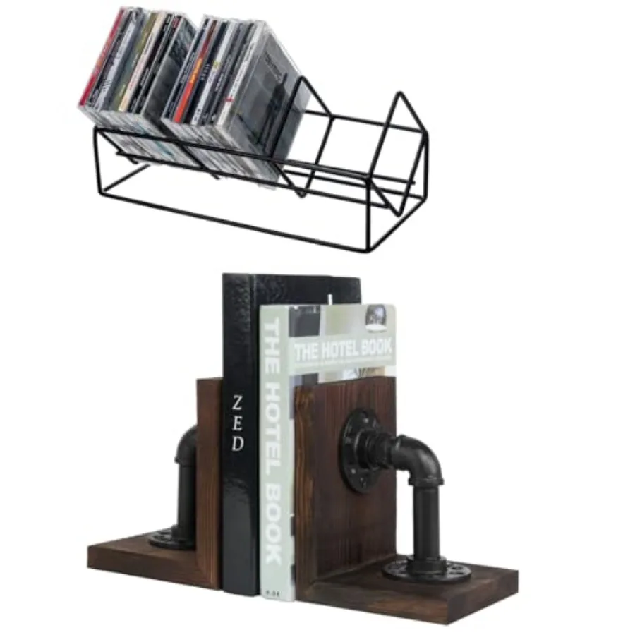 

Book Ends Decorative Bookends for Office and Modern Metal Wire CD Storage Stand for Shelf
